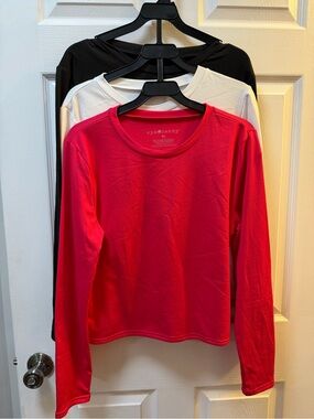 Eye candy Long Sleeve Crewneck Tops - Pink,White, Black Set